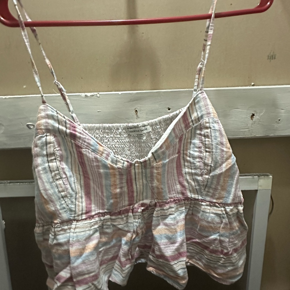 American Eagle Outfitters Stripped Cropped Tank Top